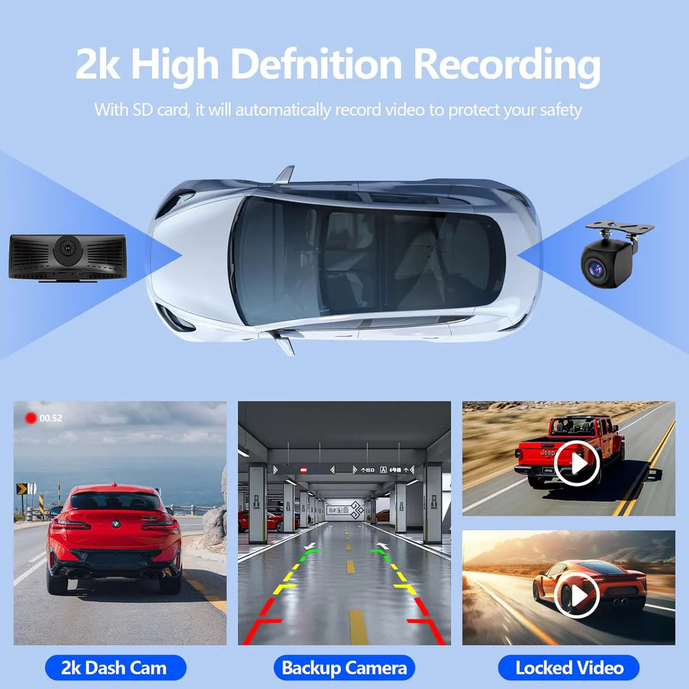 8.1 Touchscreen Car Stereo 2K Dash Cam Wireless Apple CarPlay Android Auto Portable for All Cars