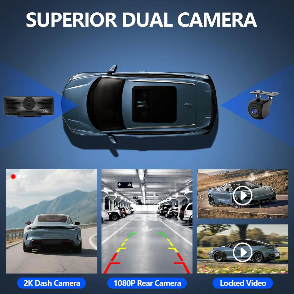 8.1 Touchscreen Car Stereo 2K Dash Cam Wireless Apple CarPlay Android Auto Portable for All Cars